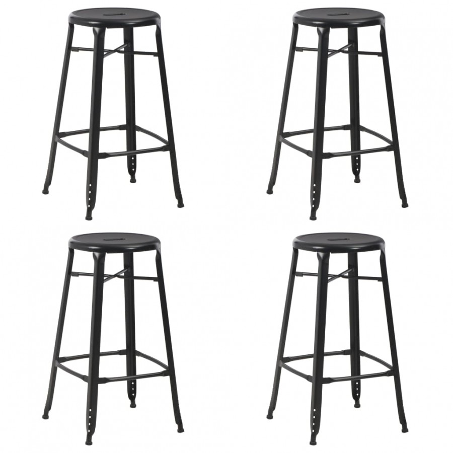 Tabourets de bar lot de 4 noir acier