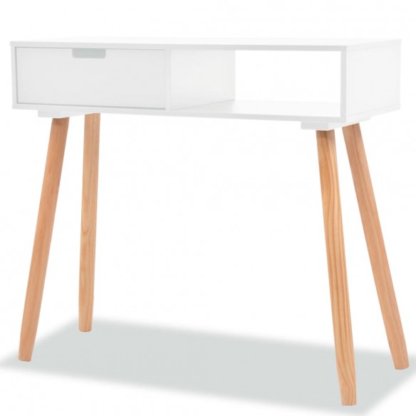 Table console Bois de pin massif 80 x 30 x 72 cm Blanc