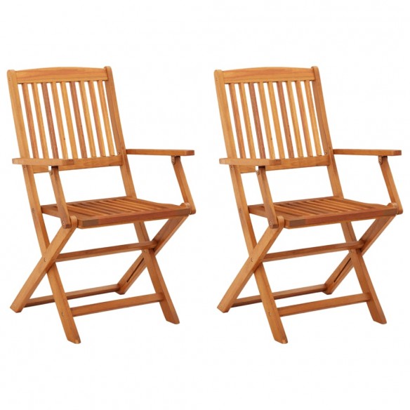 Chaises de jardin pliables 2 pcs Bois d'eucalyptus massif