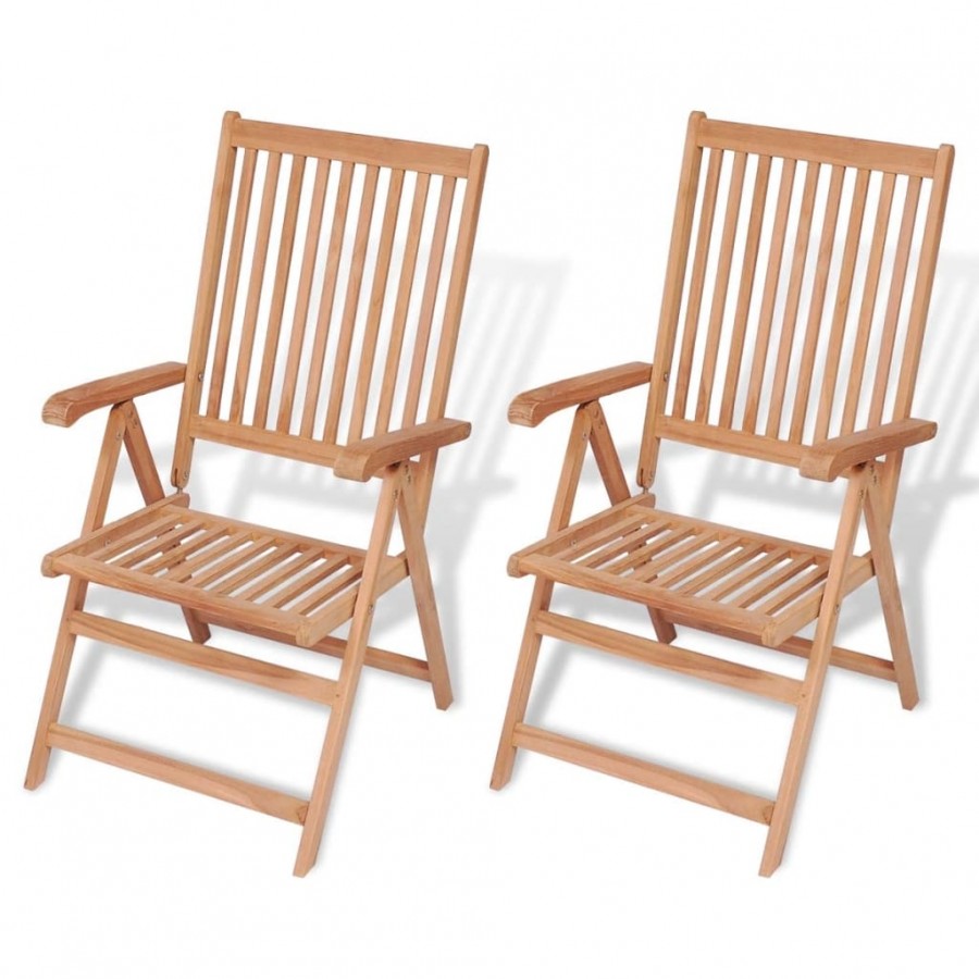 Chaises inclinables de jardin 2 pcs Bois de teck solide