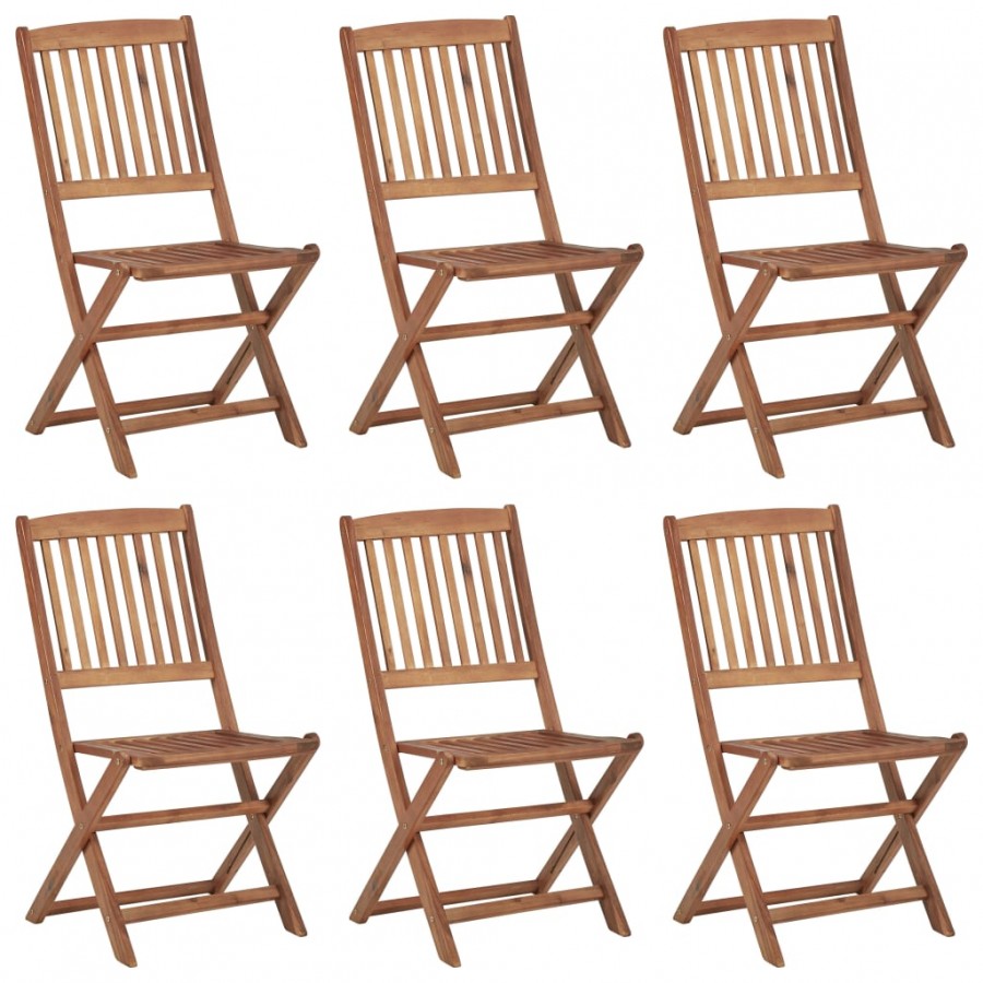 Chaises pliables d'extérieur 6 pcs Bois d'acacia solide