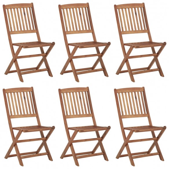 Chaises pliables d'extérieur 6 pcs Bois d'acacia solide