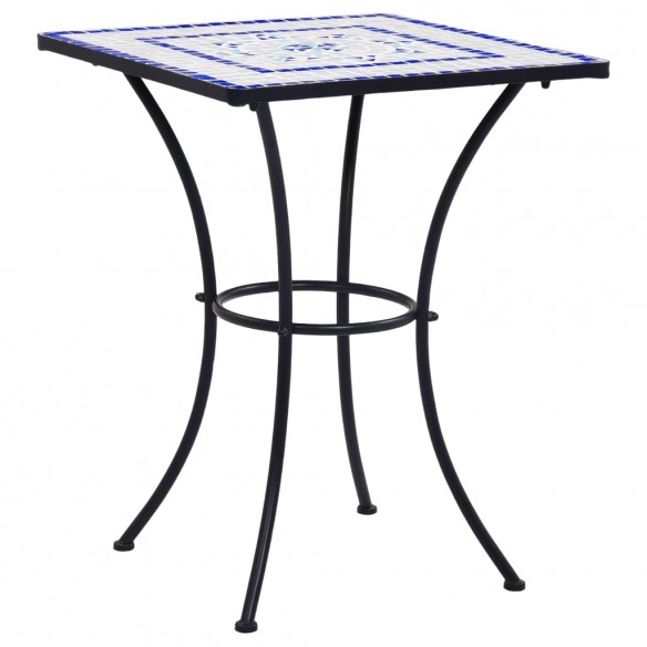 Table de bistro mosaïque Bleu et blanc 60 cm  Céramique