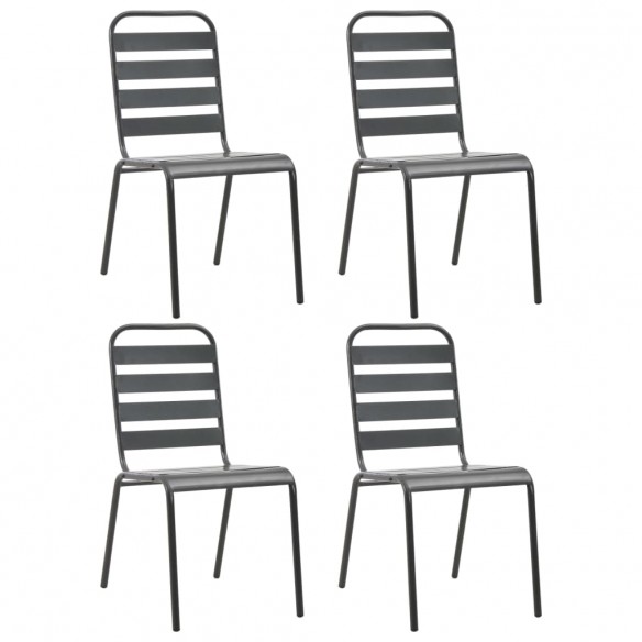 Chaises d'extérieur 4 pcs Design à lattes Acier Gris foncé