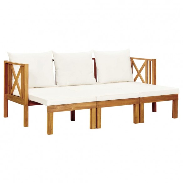 Banc de jardin 3 places et coussins 179 cm Bois d'acacia massif