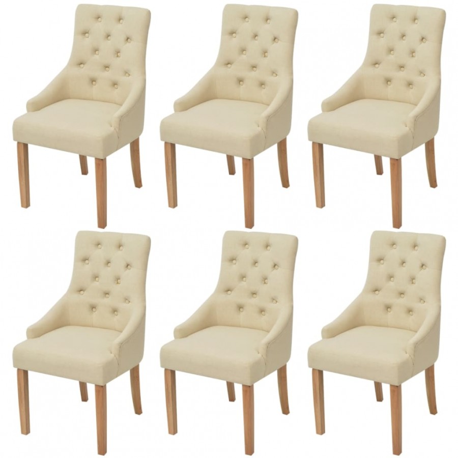 Chaises à manger lot de 6 crème tissu