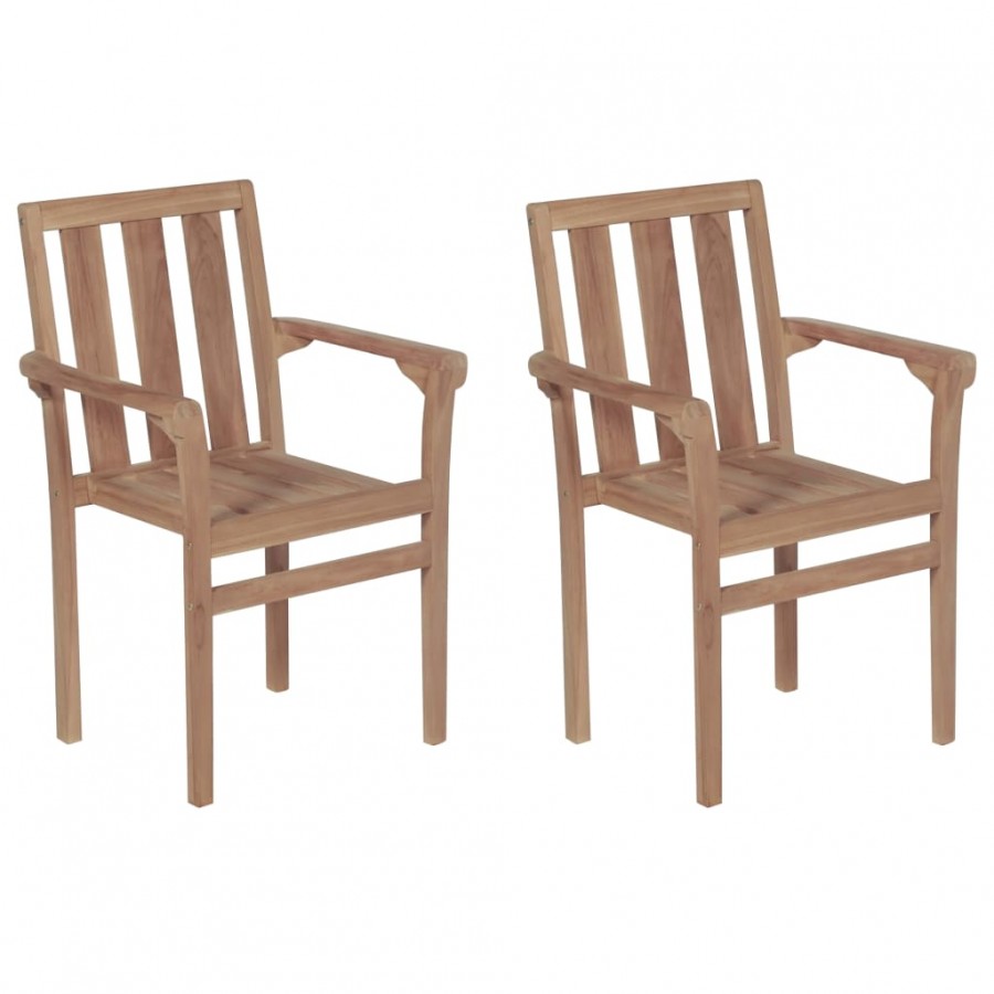 Chaises empilables de jardin 2 pcs Bois de teck solide