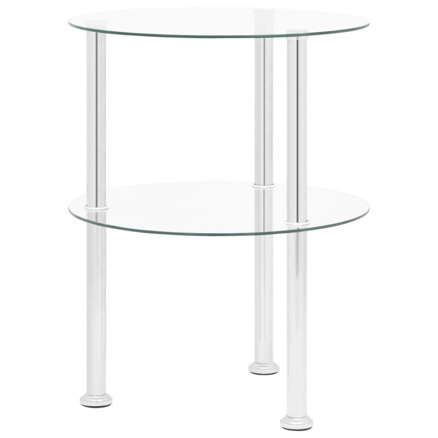 Table d'appoint 2 niveaux Transparent 38 cm Verre trempé