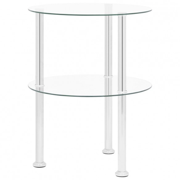 Table d'appoint 2 niveaux Transparent 38 cm Verre trempé