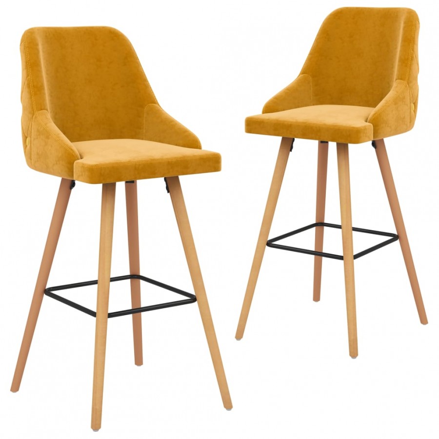 Tabourets de bar lot de 2 jaune velours