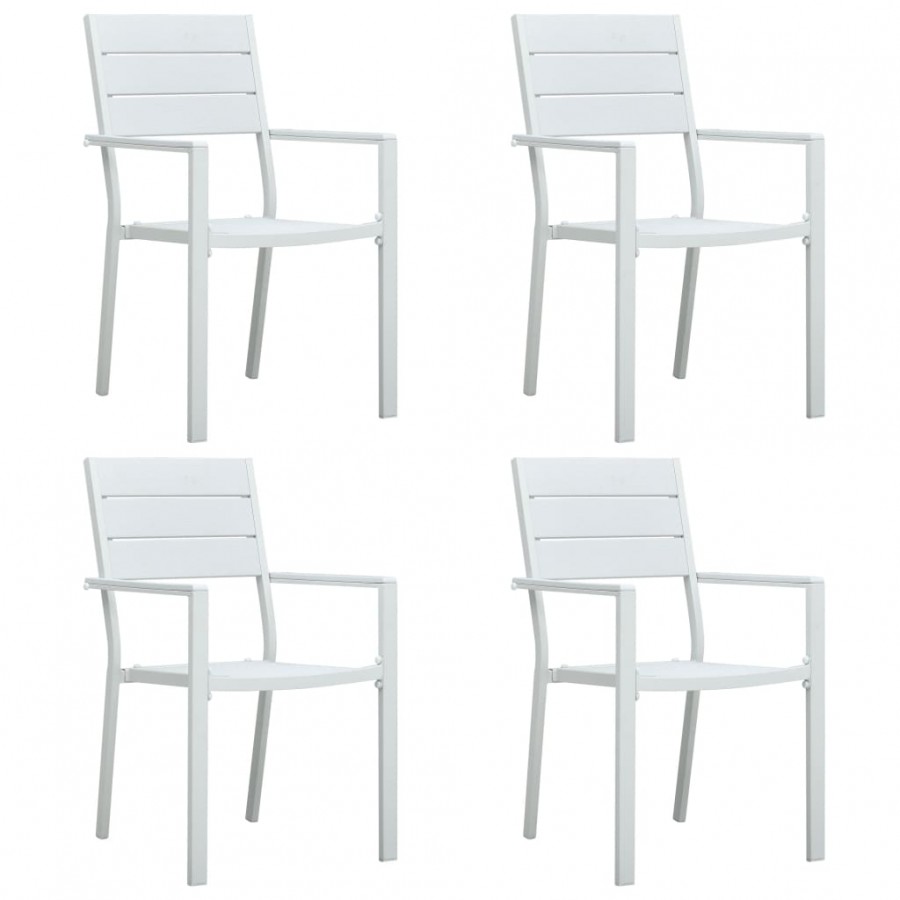 Chaises de jardin 4 pcs Blanc PEHD Aspect de bois