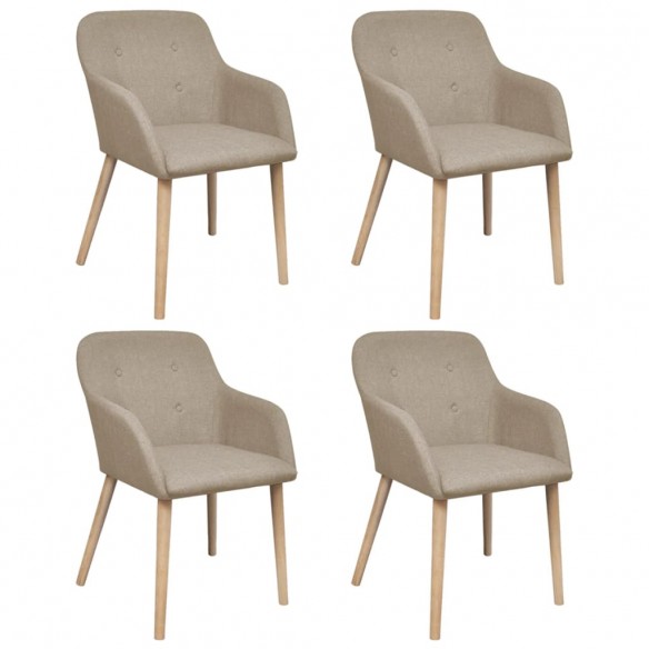 Chaises à manger lot de 4 beige tissu et chêne massif