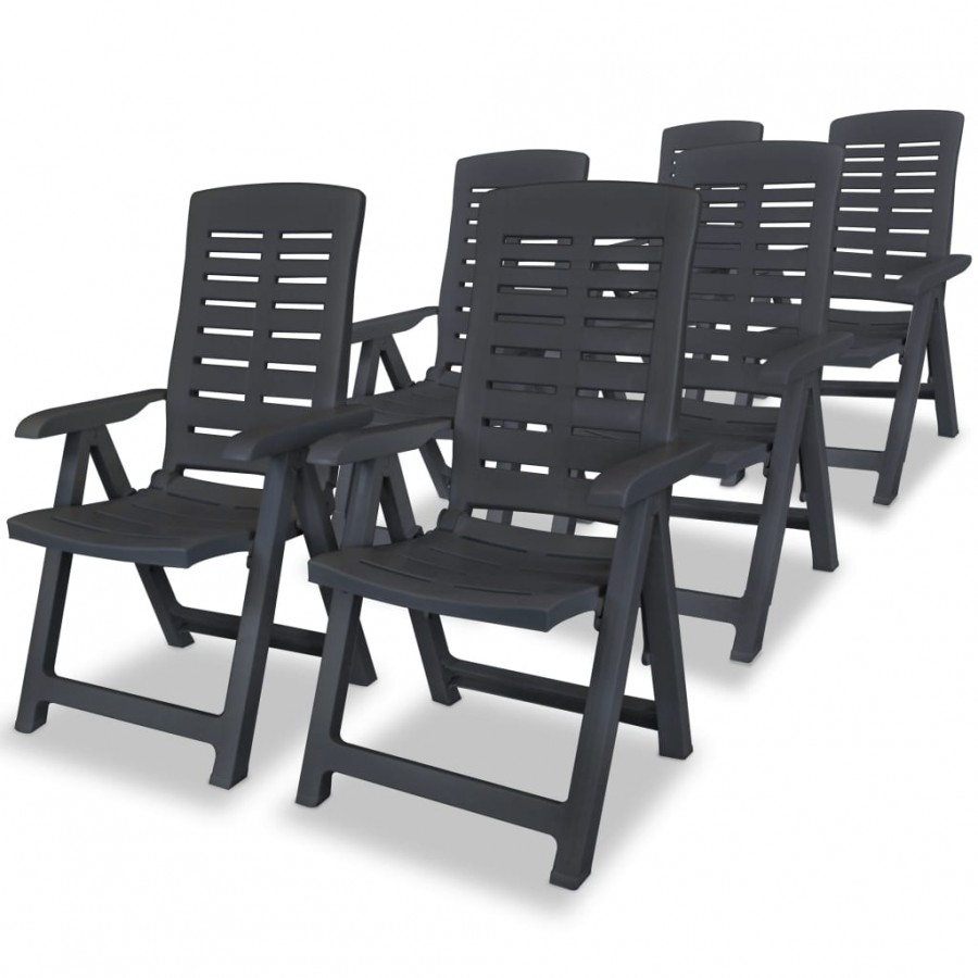 Chaises inclinables de jardin 6 pcs Plastique Anthracite