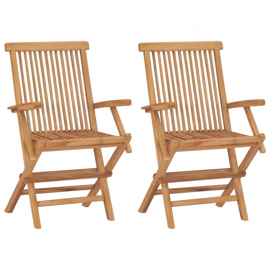 Chaises de jardin pliables 2 pcs Bois de teck massif