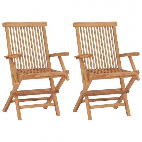 Chaises de jardin pliables 2 pcs Bois de teck massif