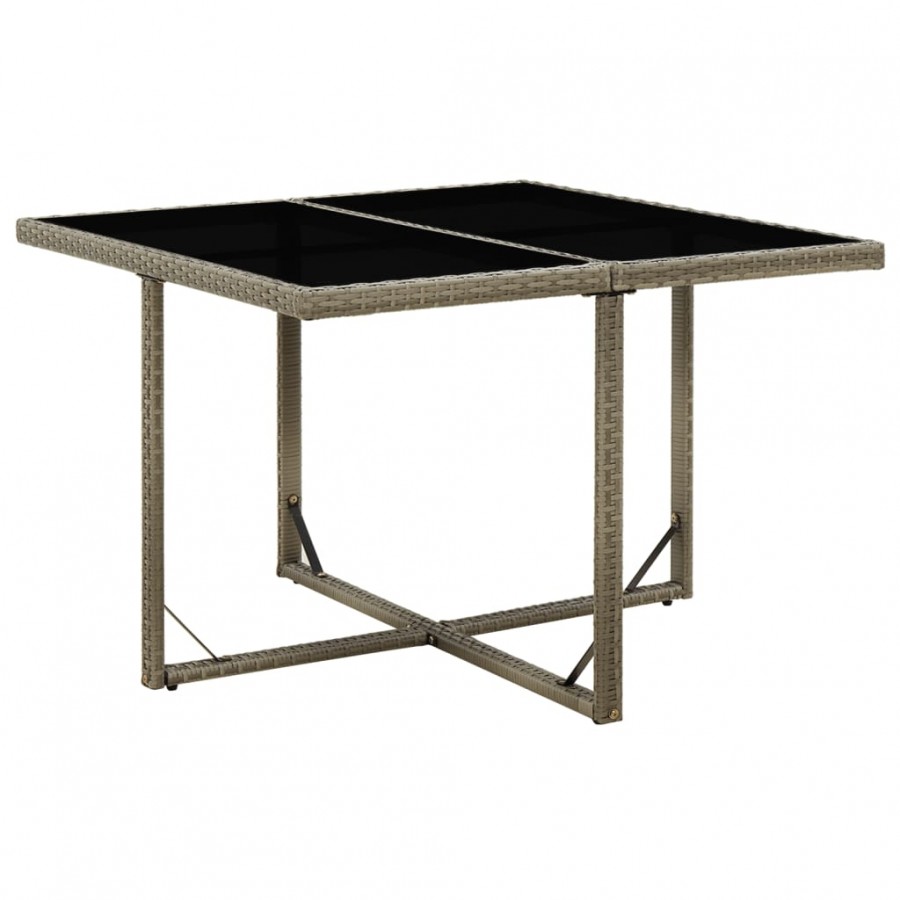 Table de jardin Gris 109x107x74 cm Résine tressée et verre