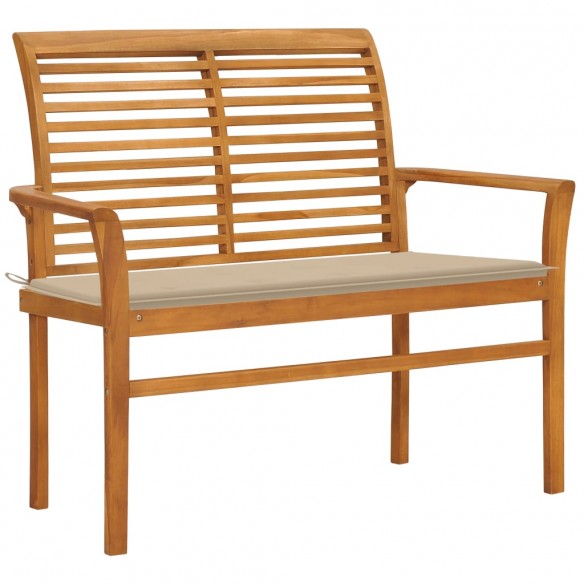 Banc de jardin avec coussin beige 112 cm Bois de teck massif