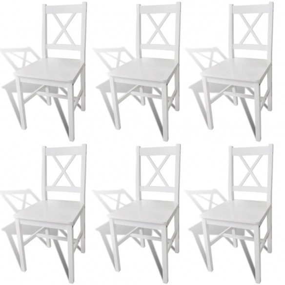 Chaises à manger lot de 6 blanc pinède