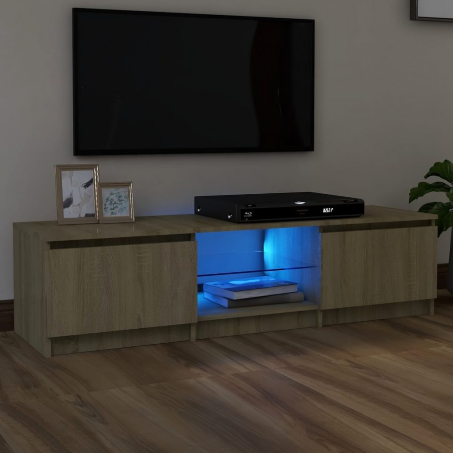 Meuble TV avec lumières LED chêne sonoma 140x40x35,5 cm