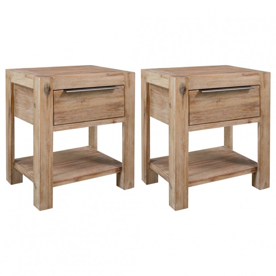 Tables de chevet avec tiroirs 2 pcs 40x30x48 cm Acacia solide