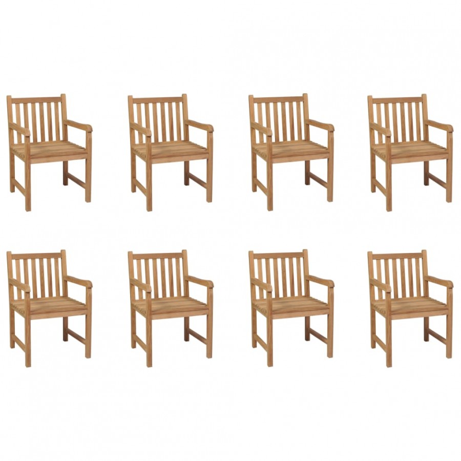 Chaises d'extérieur 8 pcs Bois de teck solide