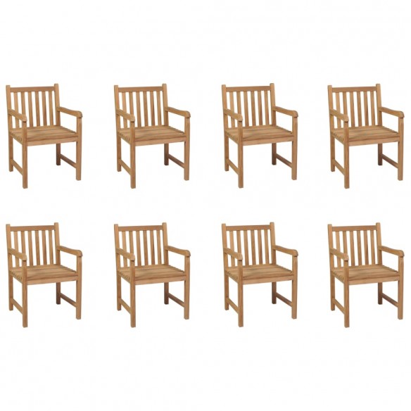 Chaises d'extérieur 8 pcs Bois de teck solide