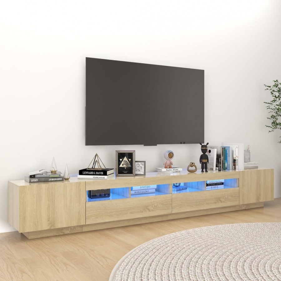 Meuble TV avec lumières LED Chêne sonoma 260x35x40 cm