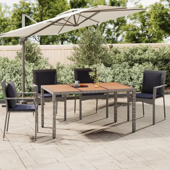 Table de jardin et dessus en bois Gris Résine tressée et acacia