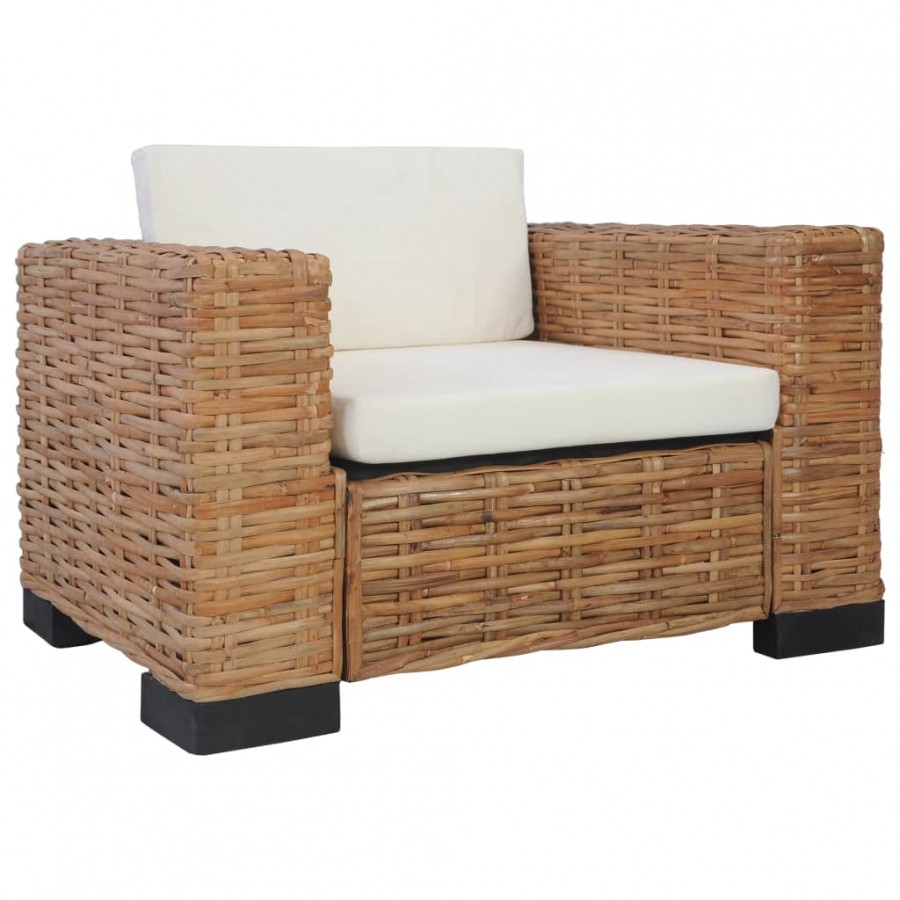 Fauteuil avec coussins Rotin naturel