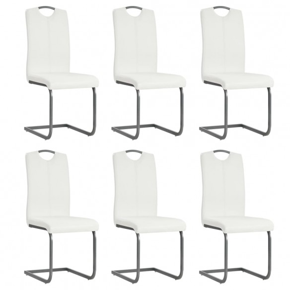 Chaises à manger cantilever lot de 6 blanc similicuir