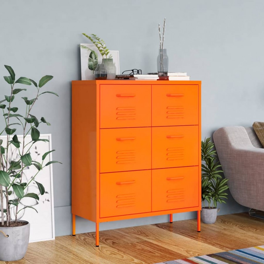 Armoire à tiroirs Orange 80x35x101,5 cm Acier