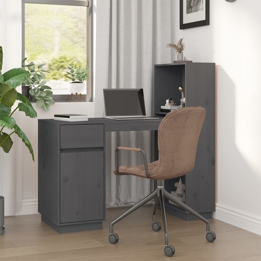 Bureau Gris 110x53x117 cm Bois massif de pin