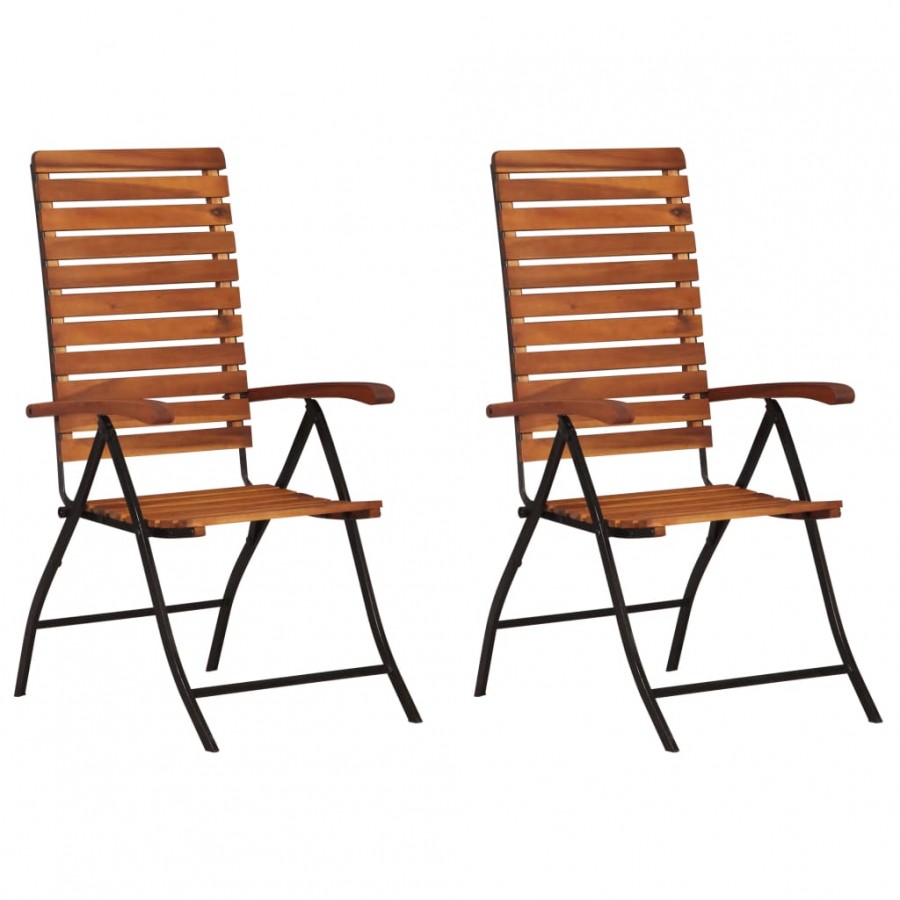 Chaises inclinables de jardin 2 pcs Bois solide d'acacia