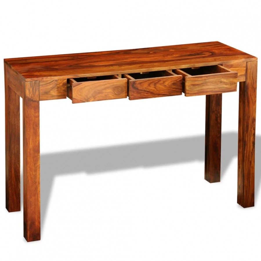 Table console avec 3 tiroirs 80 cm Bois massif