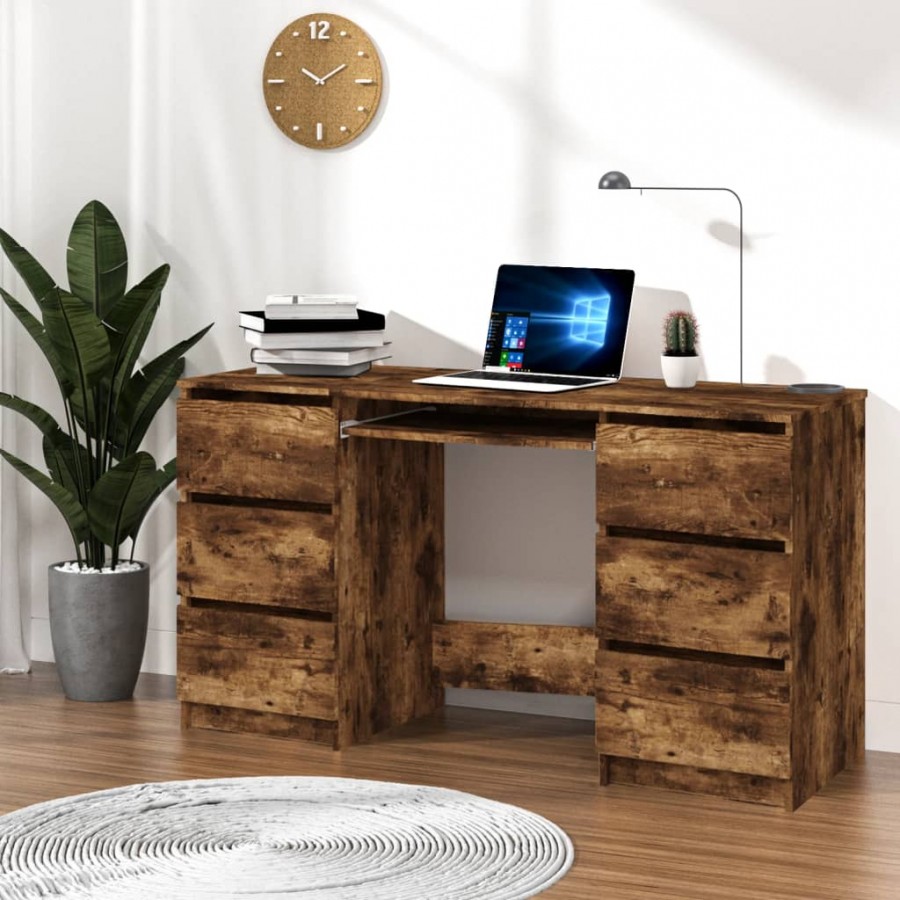 Bureau Chêne fumé 140x50x77 cm Bois d'ingénierie