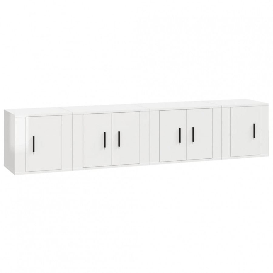 Ensemble de meubles TV 4 pcs Blanc brillant Bois d'ingénierie