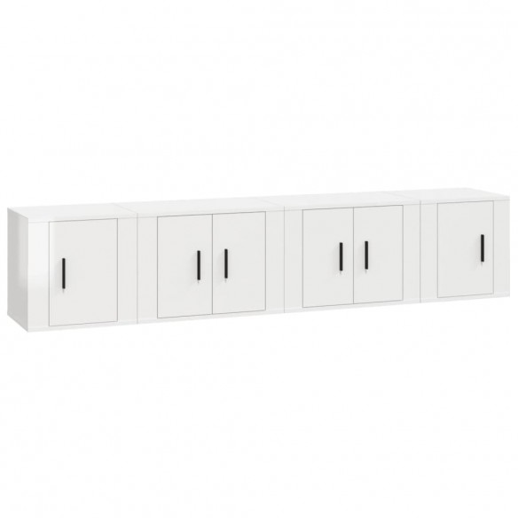 Ensemble de meubles TV 4 pcs Blanc brillant Bois d'ingénierie