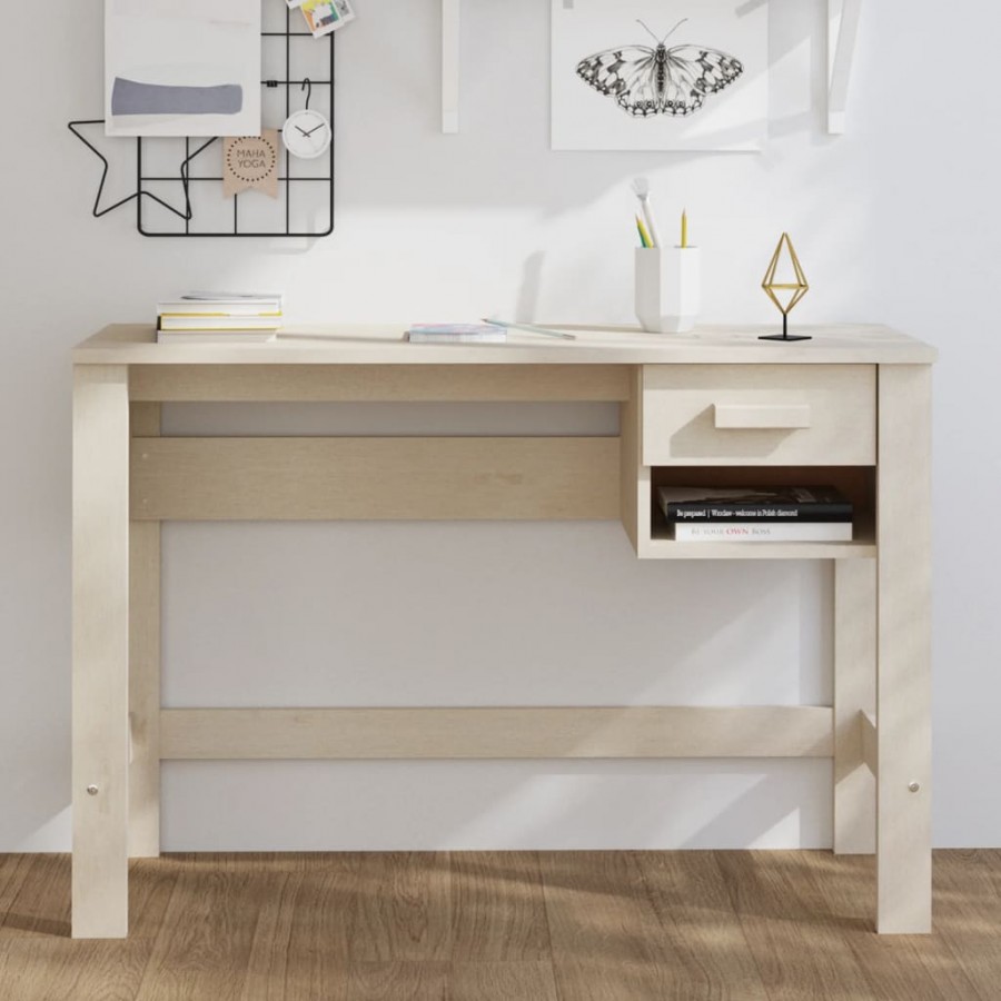 Bureau HAMAR Marron miel 110x40x75 cm Bois massif de pin