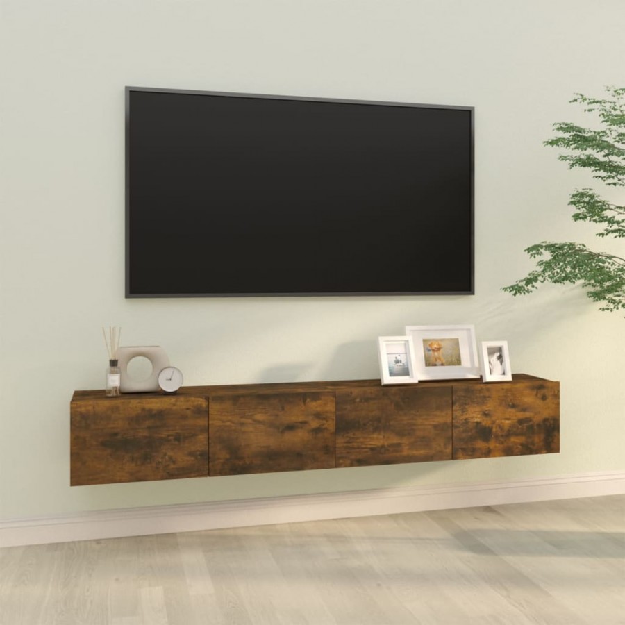 Meubles TV 2 pcs Chêne fumé 100x30x30 cm Bois d'ingénierie