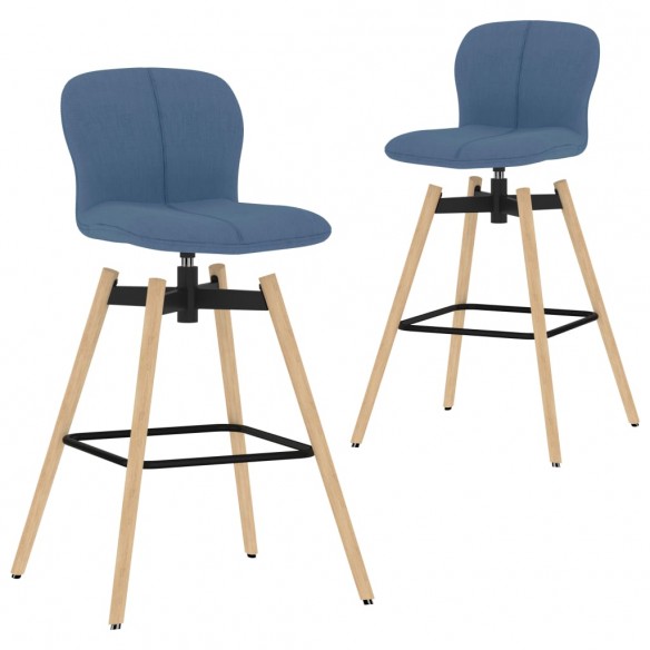 Chaises pivotantes de bar lot de 2 bleu tissu