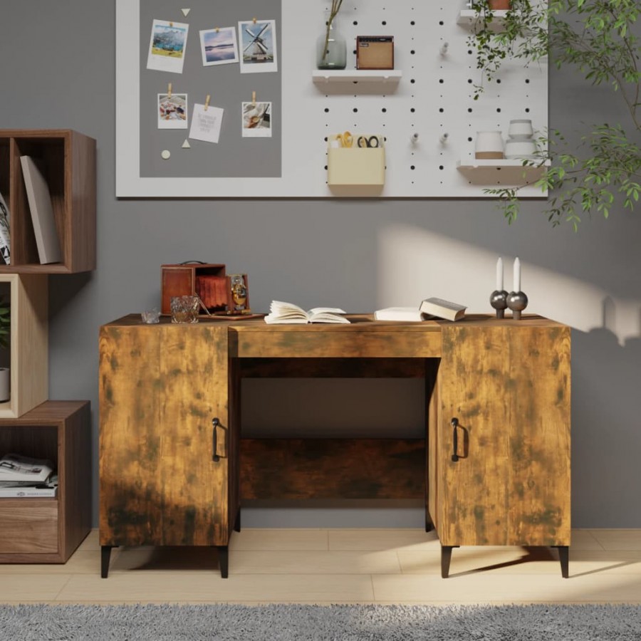 Bureau Chêne fumé 140x50x75 cm Bois d'ingénierie