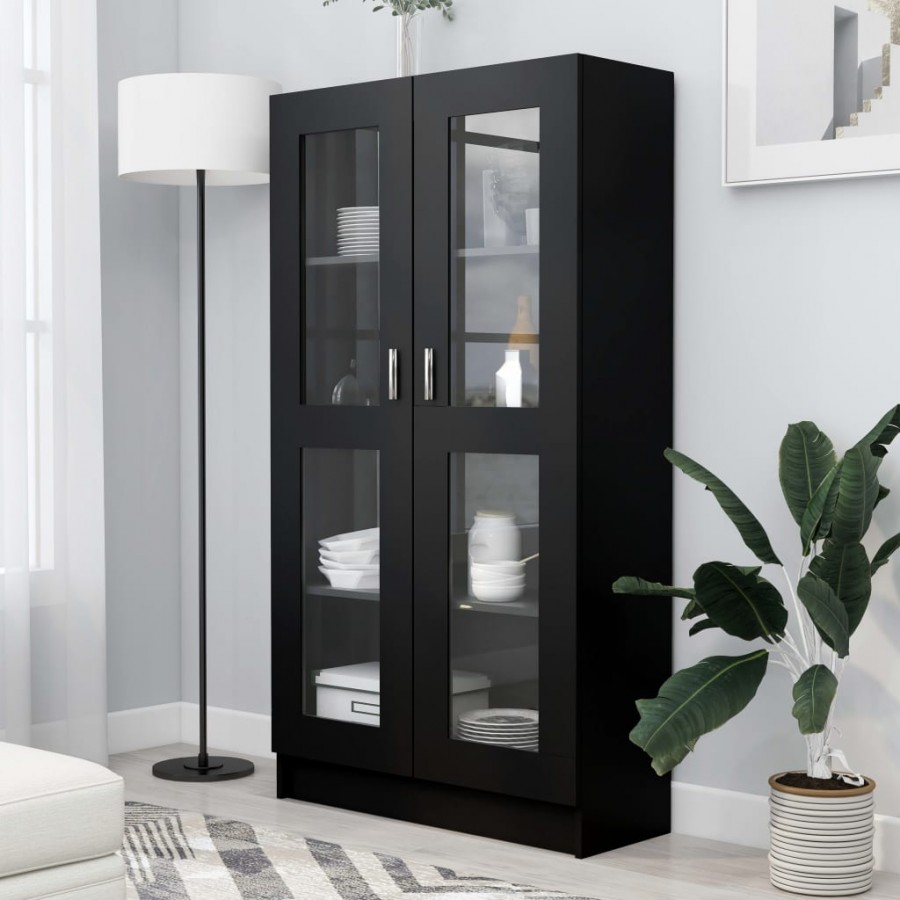 Armoire à vitrine Noir 82,5x30,5x150 cm Aggloméré