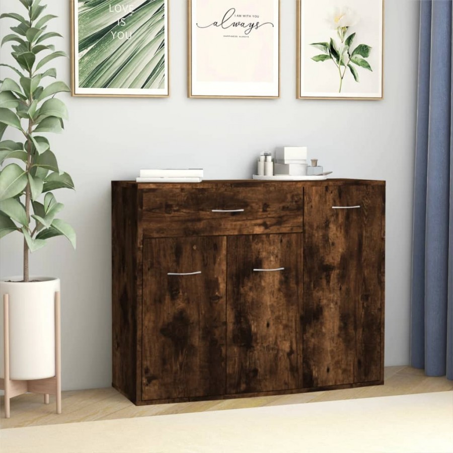 Buffet Chêne fumé 88x30x70 cm Bois d'ingénierie