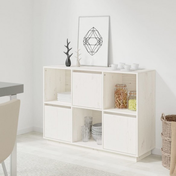 Buffet Blanc 110,5x35x80 cm Bois massif de pin