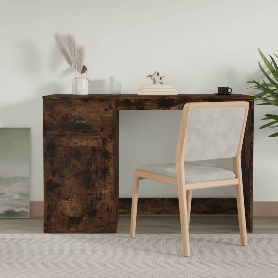 Bureau avec tiroir chêne fumé 115x50x75 cm bois d'ingénierie