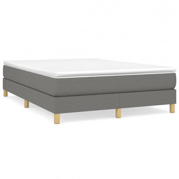 Cadre de lit avec matelas Gris foncé 140x200cm Tissu