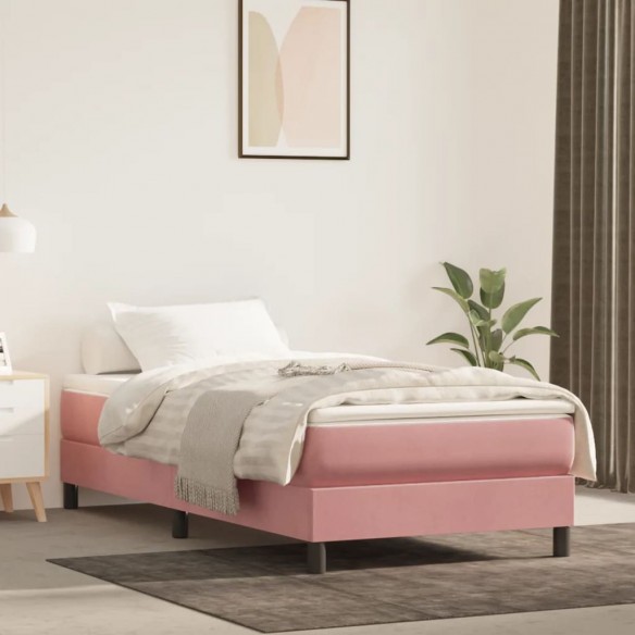 Matelas de lit à ressorts ensachés Rose 100x200x20 cm Velours