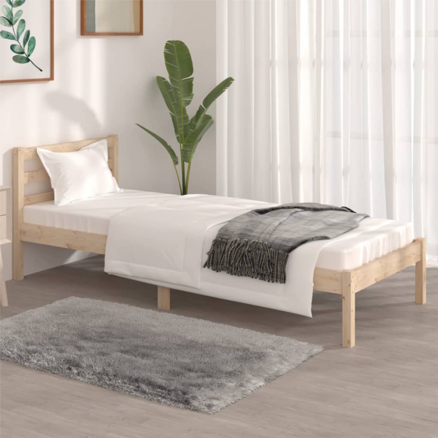 Cadre de lit bois de pin massif 75x190 cm petit simple