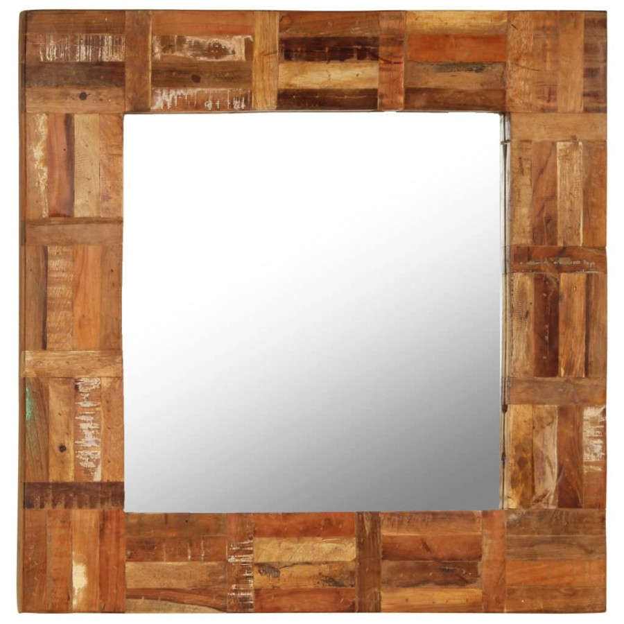 Miroir mural Bois de récupération massif 60 x 60 cm