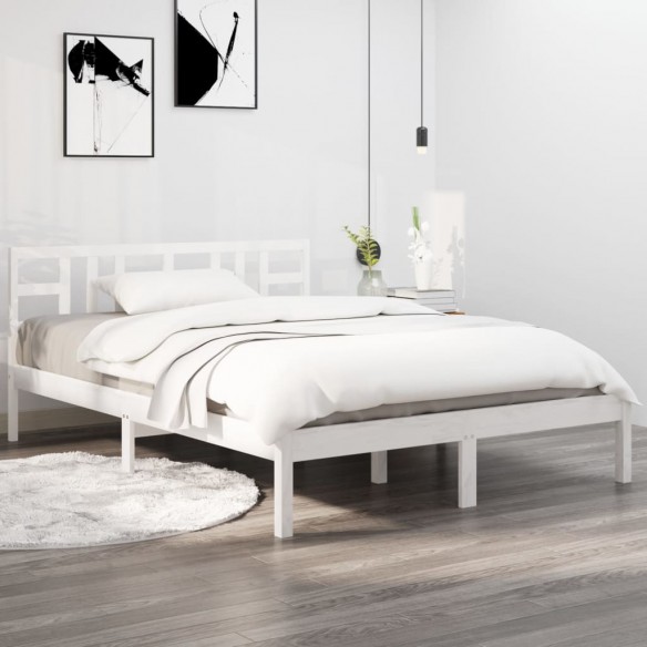 Cadre de lit Blanc Bois massif 160x200 cm